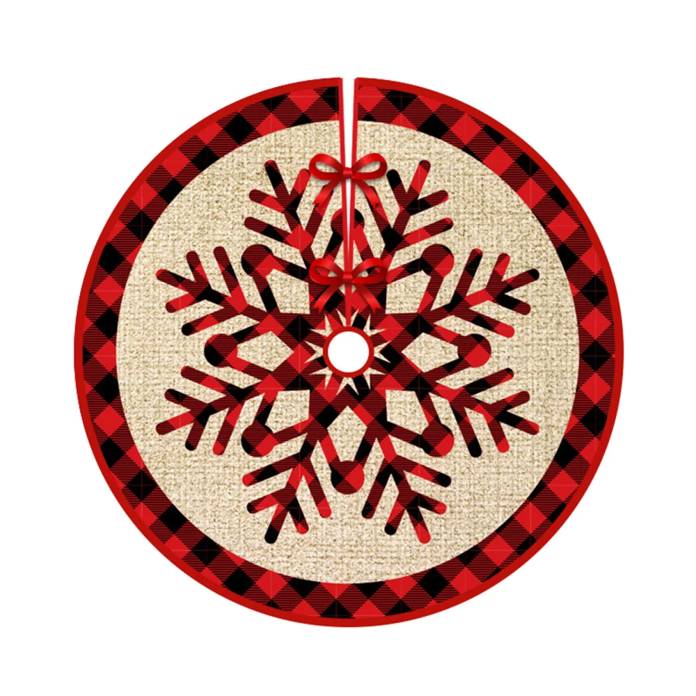 35 Inch Christmas Tree Skirt, Elk/Snowflake Tree Christmas Mat 