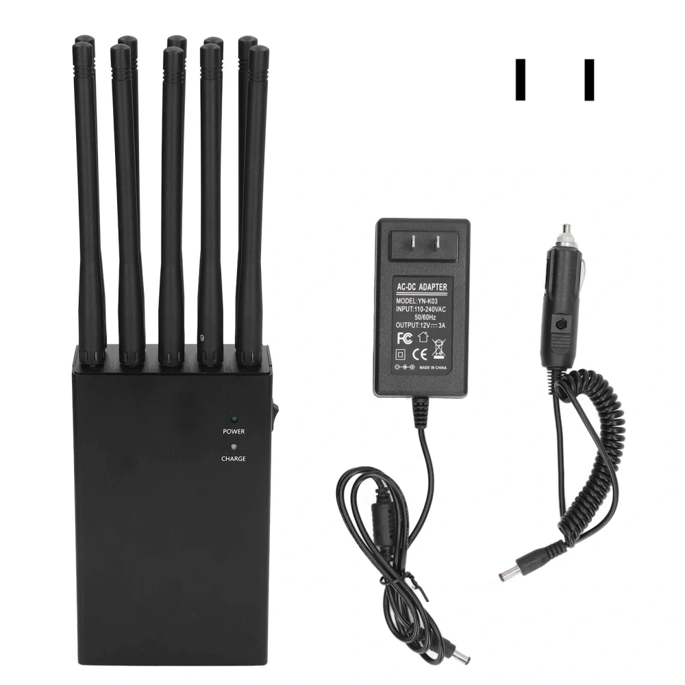 Full Band Signal Blocker Handheld 10 Way 15m Range Independent Control Anti Recording Signal Detector Blocker 110‑240V US Plug