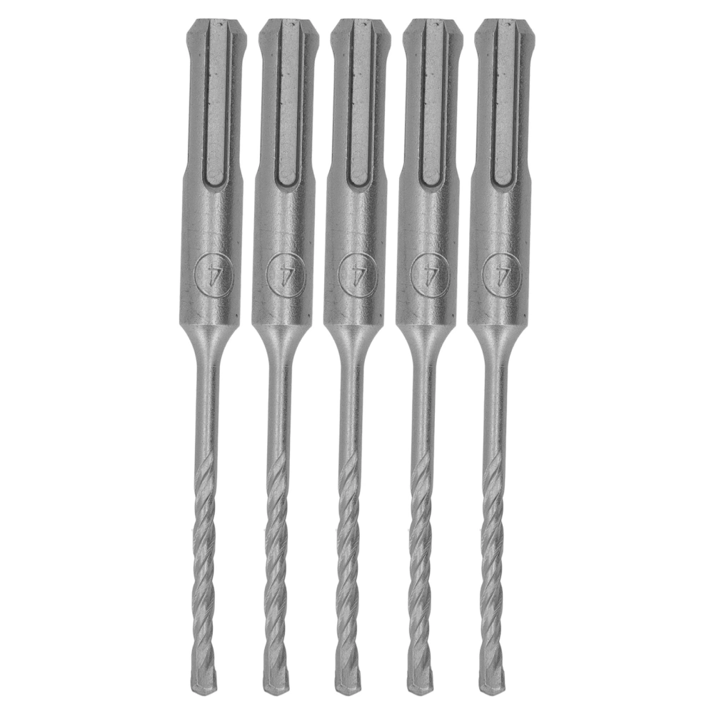 5Pcs Rotary Hammer Drill Bit Cemented Carbide Tip Spiral 2 Flutes Impact Drill Bit for Brick Stone 110mm 4mm/0.16in Open Diameter