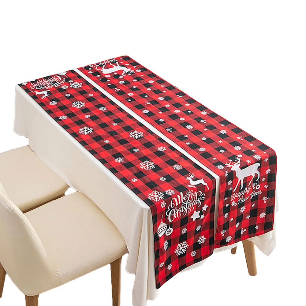 Christmas Plaid Tablecloth Creativity Coffee Desktop Decoration