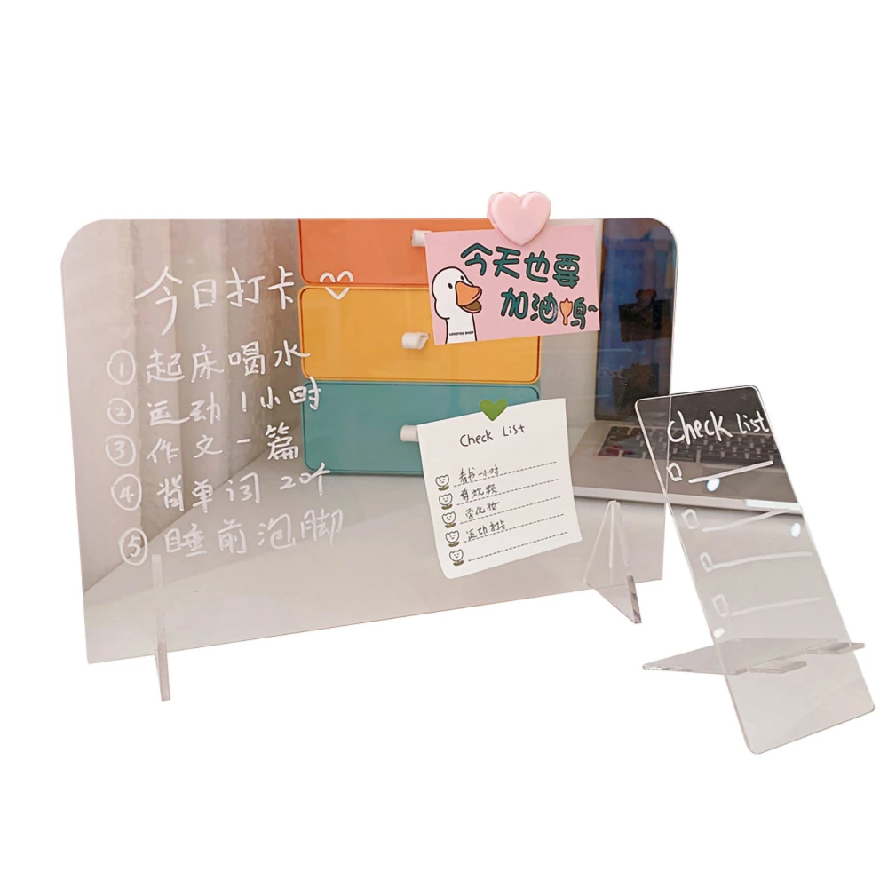 Acrylic Dry Erase Board Creative Transparent Erasable Portable Desktop Memo Tablet for Office Schedules20x14cm/7.9x5.5in Memo Tablet