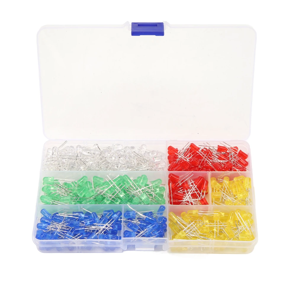 500Pcs LED Light Emitting Diode 5mm Variety Color Electronics Components for DIY Signal Indicator