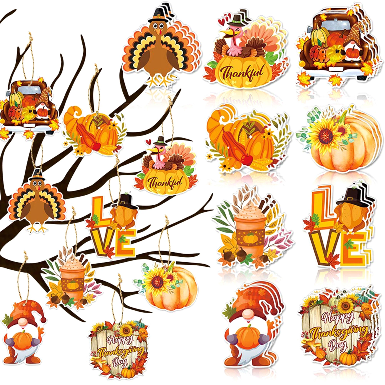 Thanksgiving Ornaments Colorful Pumpkin Turkey Maple Leaves Ornament