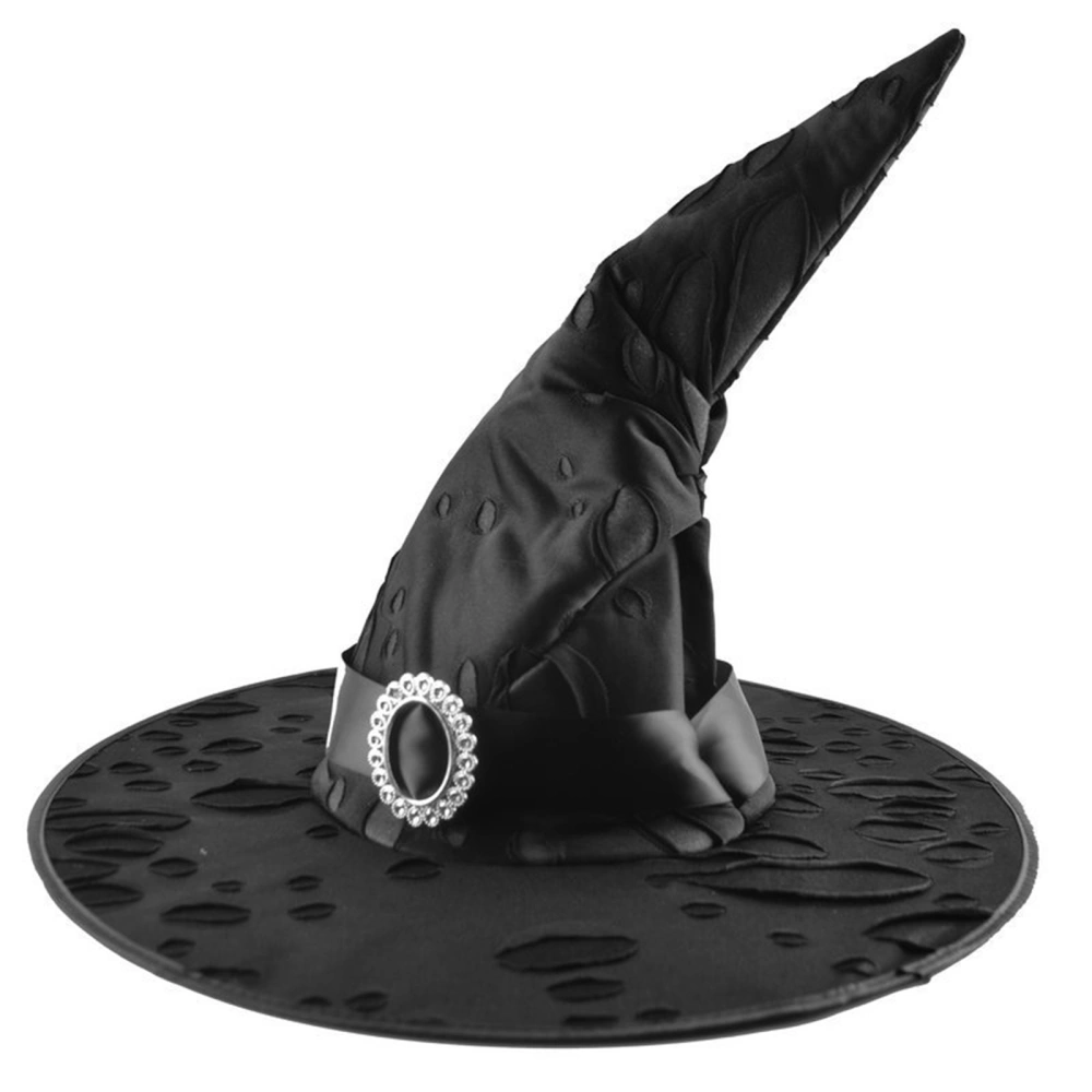 Halloween Witch Wizard Hats Men Women Black Wide Brim Pointed Cap