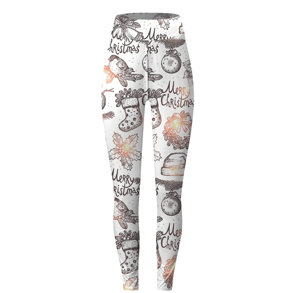 Women Christmas Leggings, Stretch High Waist Pants Print Trousers