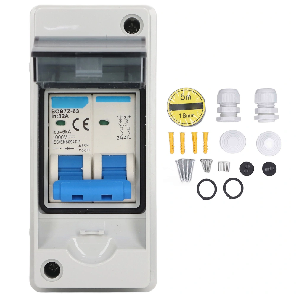 PV DC Circuit Breaker 32A 6KA IP65 Waterproof DC Isolator Switch Solar Disconnect Switch 1000V