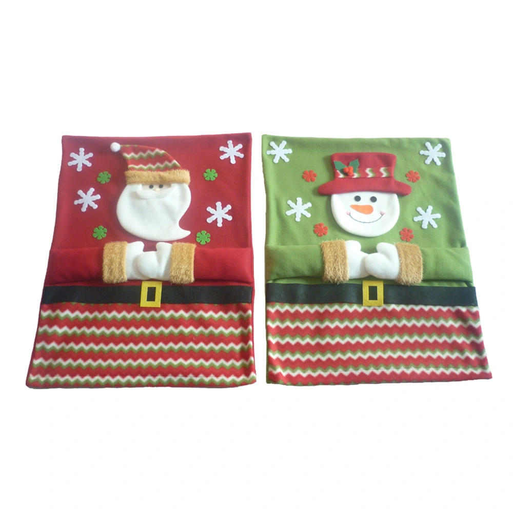 Christmas Chair Cover Santa Claus Snowman Dining Chair Back Covers Caps