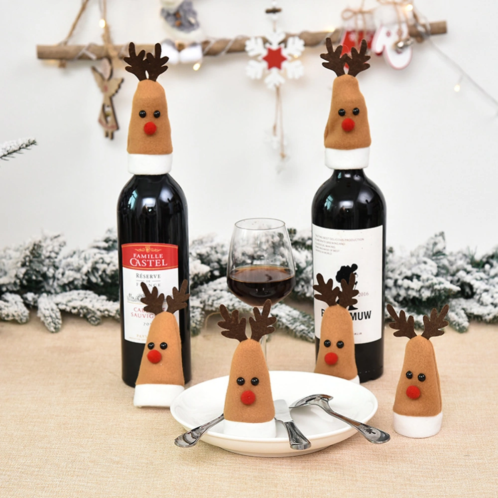 Wine Bottle Cover, Christmas Reindeer Champagne Bottle Toppers