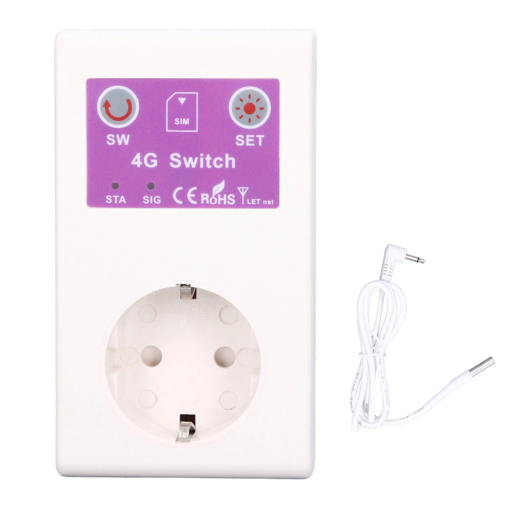 Remote Control Smart Socket Intelligent 4G Outlet with Temperature Sensor EU Plug 100‑250V