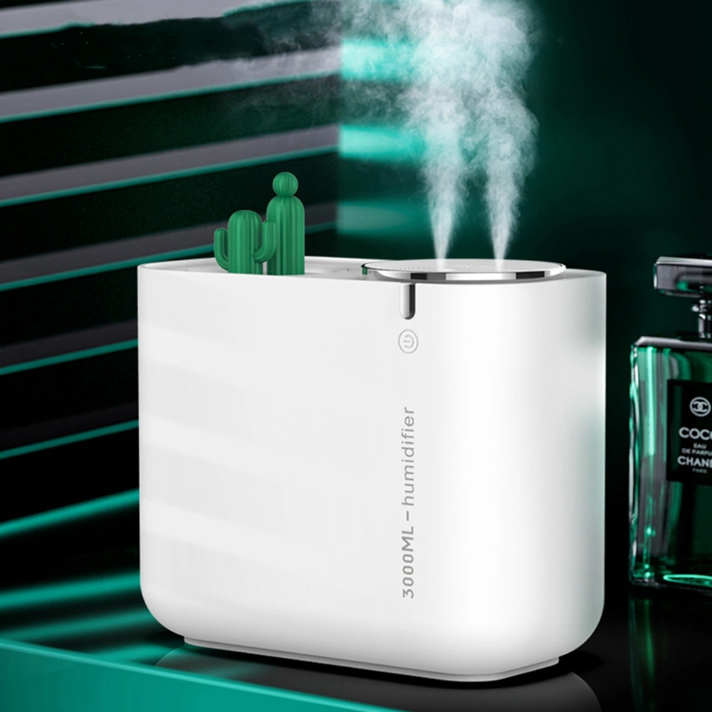 USB Large Capacity Double Nozzle Humidifier, Cute Cactus Desktop Air Atomizer