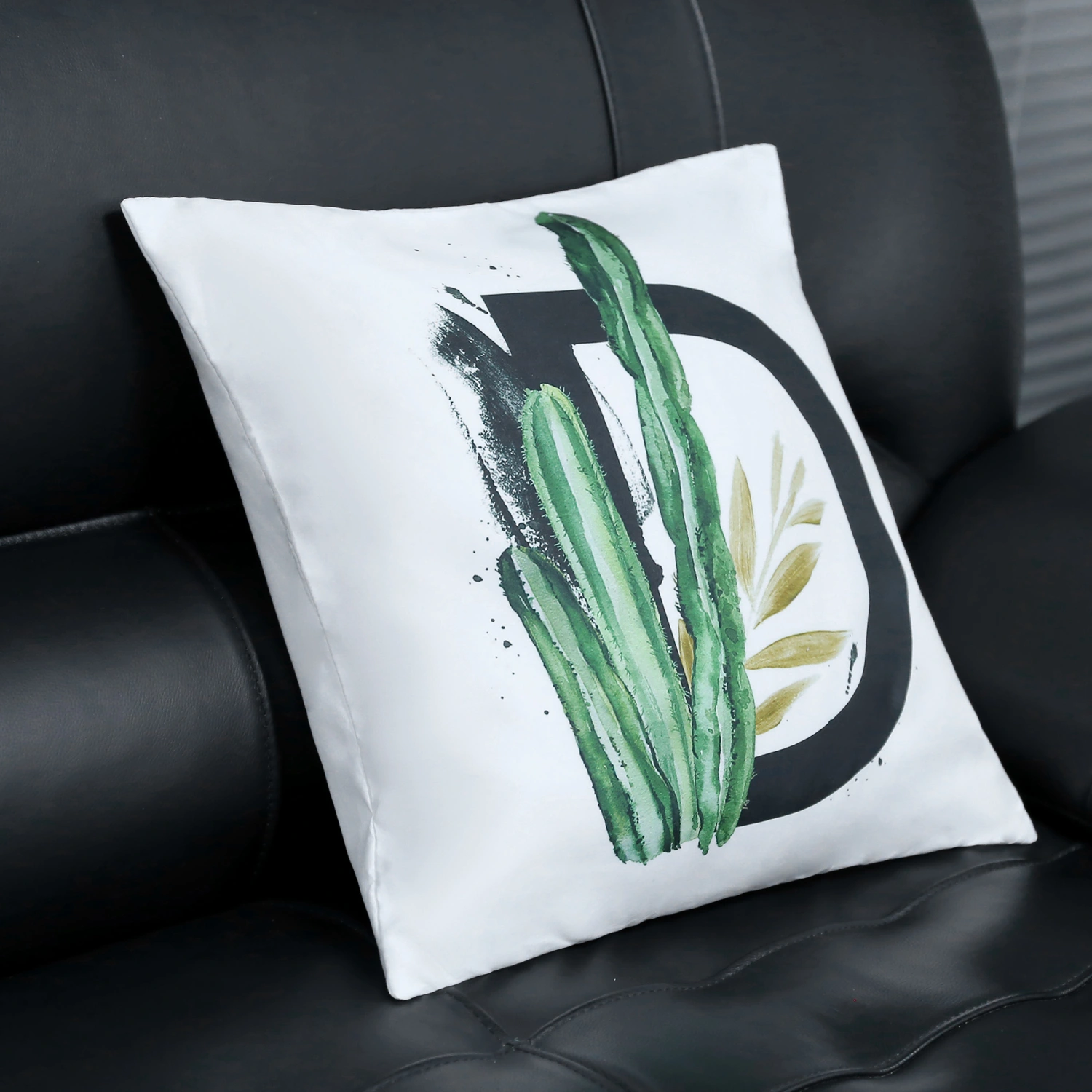 Household Square Pillow Cover, Plant Letter Pattern Pillowcase