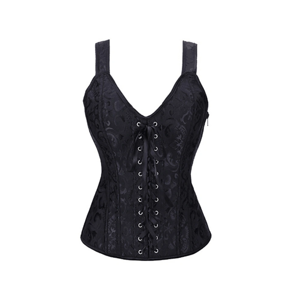 Women Corset, Sleeveless Tie-Up Side Zip-Up Court Style Body Shaper