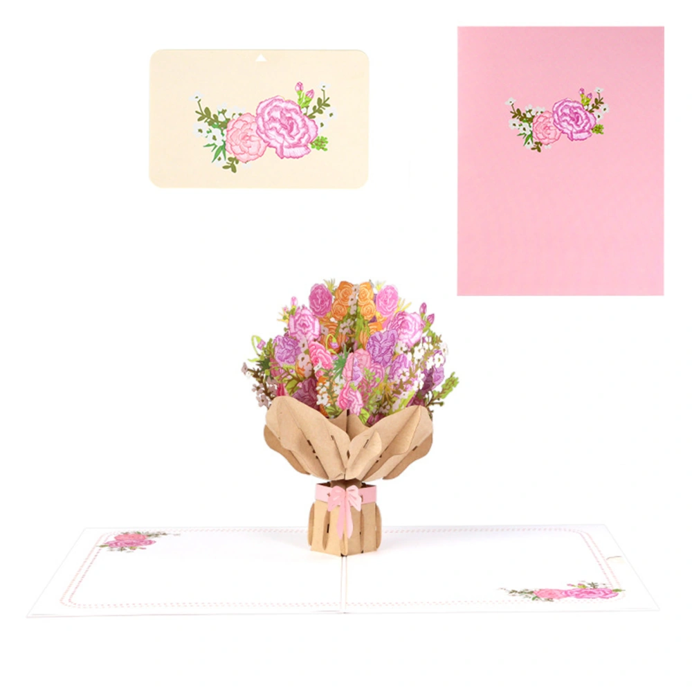 Mother's Day Greeting Cards Carnation Bouquet Leaving Word Card 