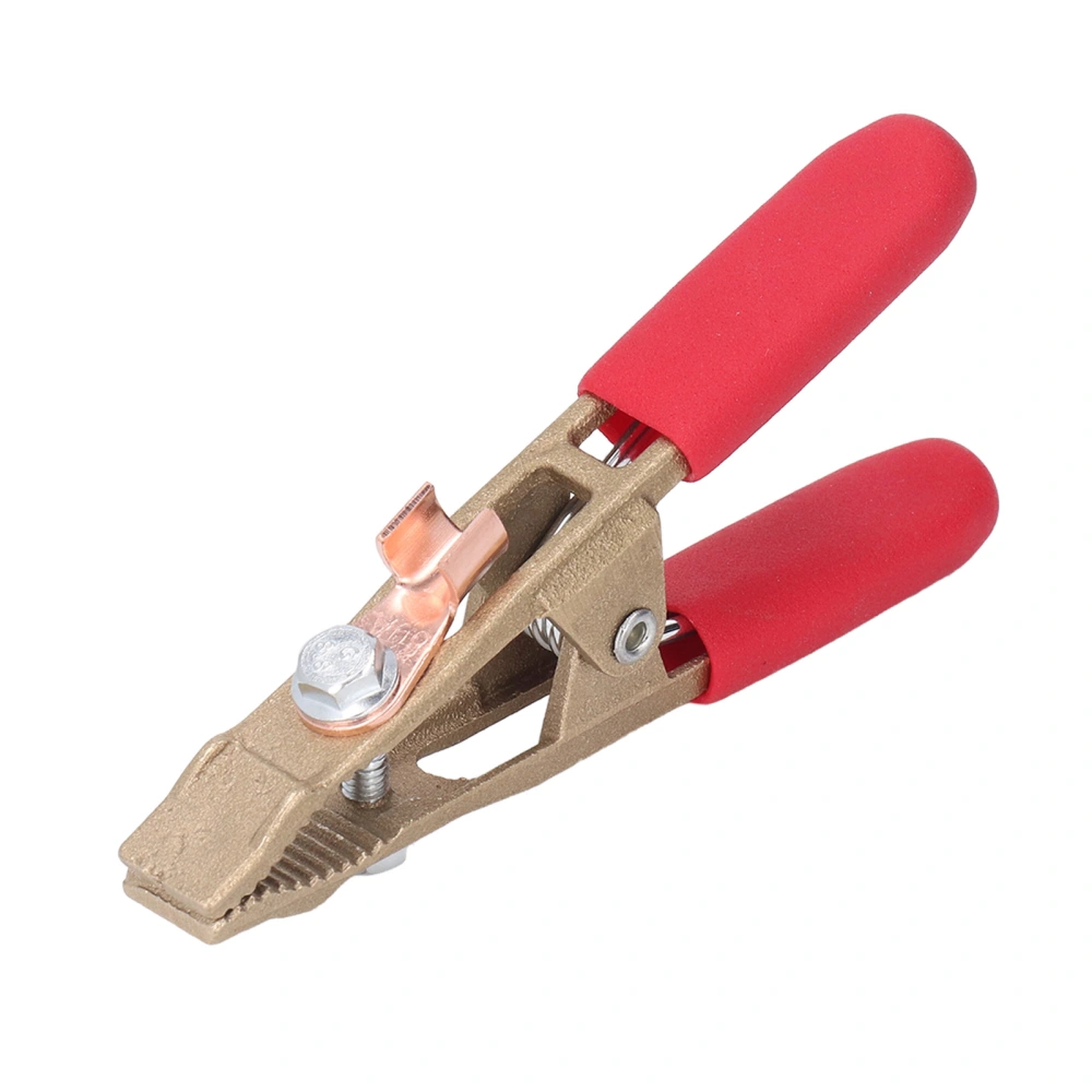 A Shape Earth Wire Clamp Brass Grounding Work Clamp Electric Argon Arc Welding Pliers 260A Red Sheath