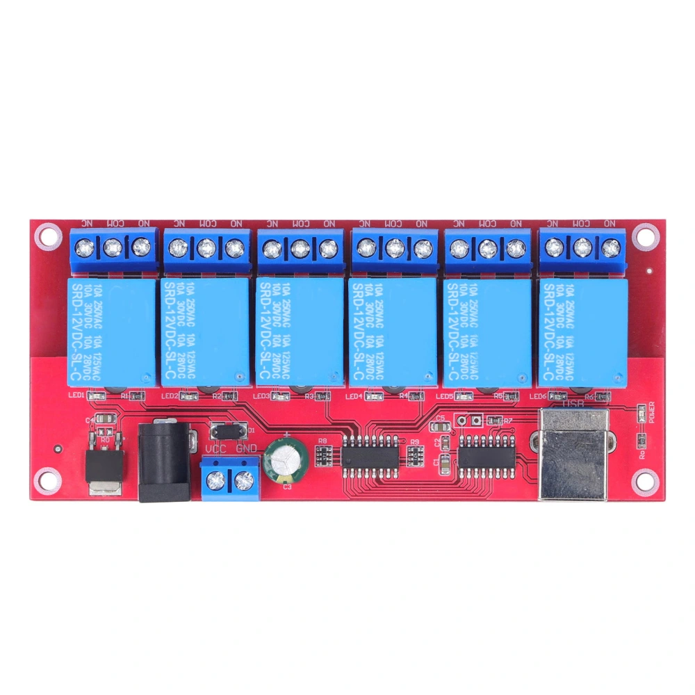 6 Channel USB Relay Module Modes Adjustable HID Drive Free USB Relay Board for Home Farm 12V