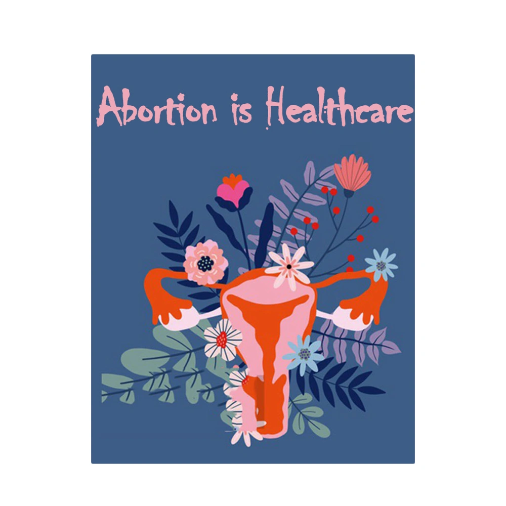 Unique Uterus Letter Flower Print Outdoor Flags for Support Abortion