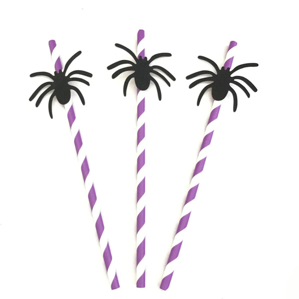 Halloween Straws, 10 Pcs Degradable Disposable Paper Drinking Straws