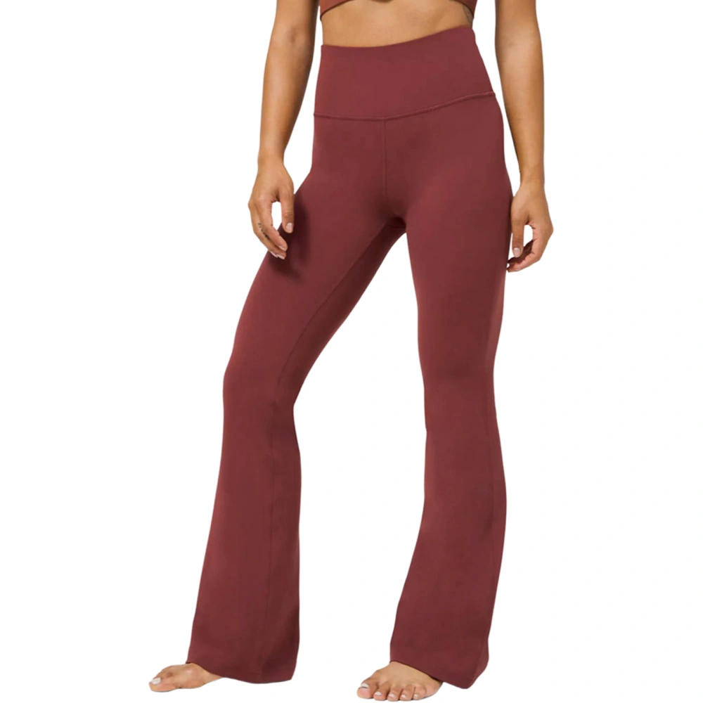 Women Solid Color Yoga Pants, Elastic High Waist Tight Long Pants 