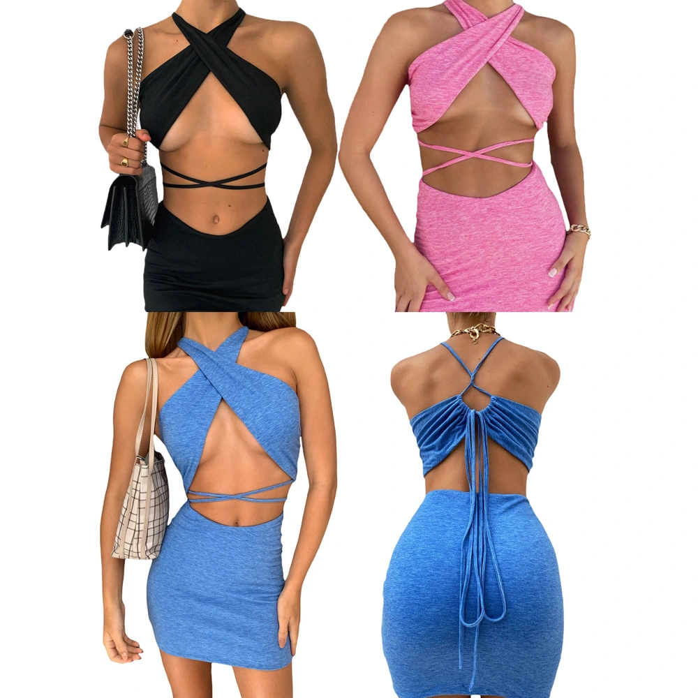 Women's Sexy Sleeveless Strappy Corset, Tight Bare Midriff Clothing