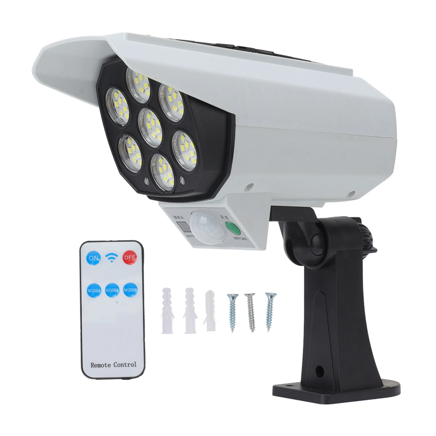 Solar Induction Light Security Camera Shape High Safety IP64 Waterproof Sensitive Solar Sensor Lamp with Remote Control
