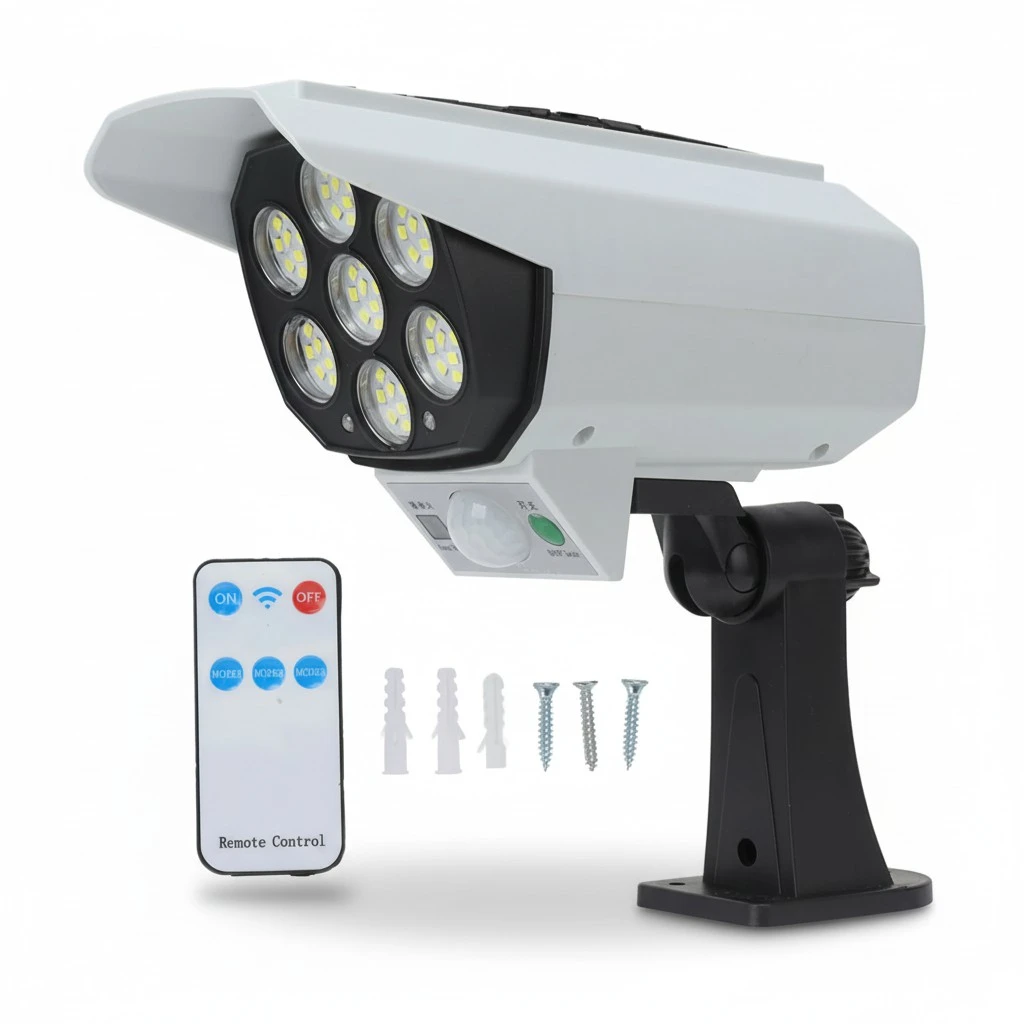 Solar Induction Light Security Camera Shape High Safety IP64 Waterproof Sensitive Solar Sensor Lamp with Remote Control