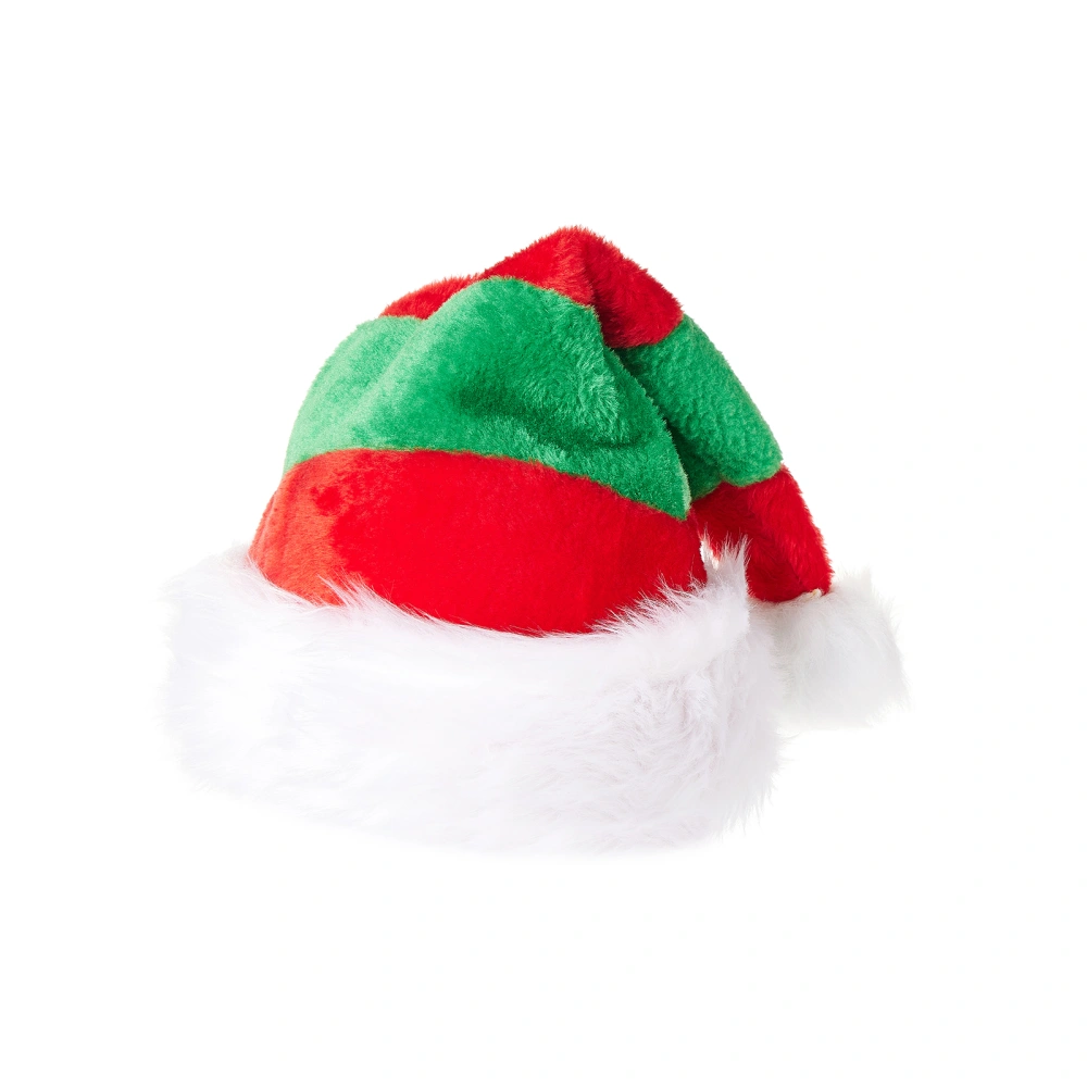 Santa Hats for Adults Kids Velvet Christmas Elf Hat with Fur Trim