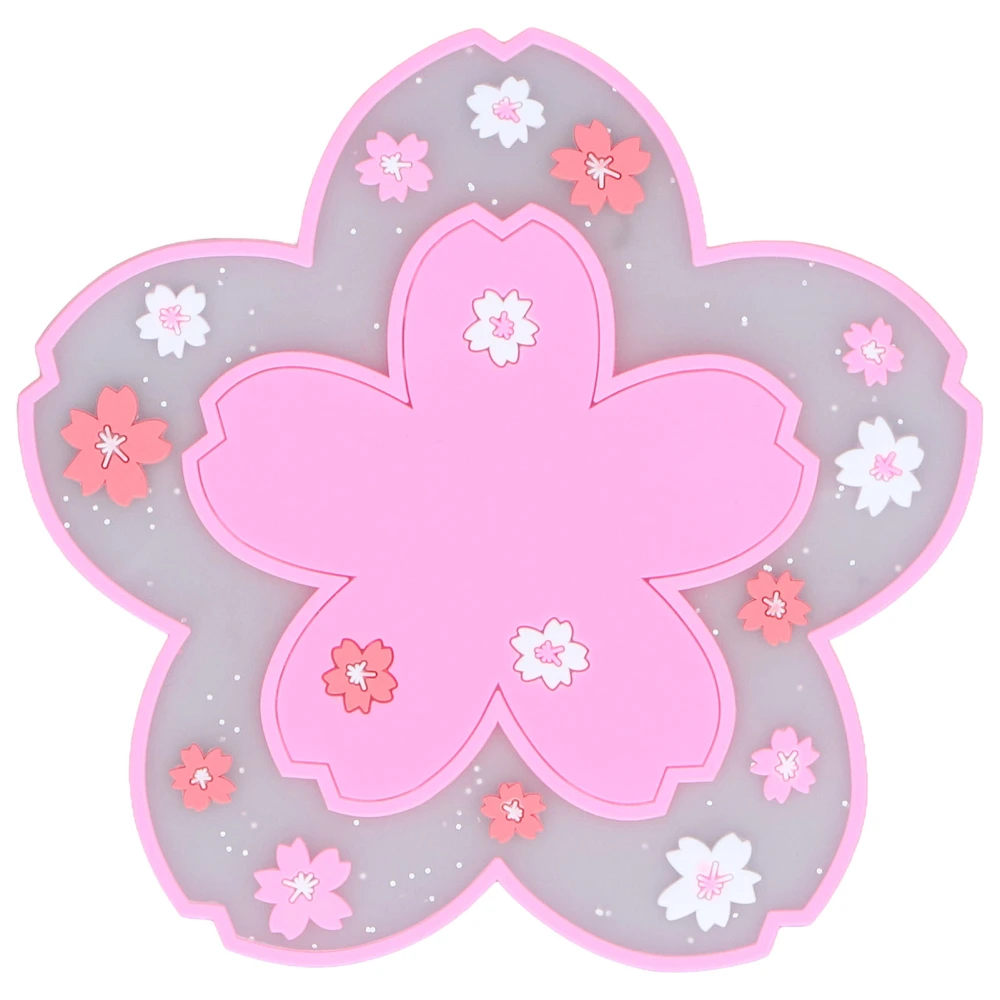 Sakura Coaster Approx 4.5in Heat Insulation Durable Nonslip PVC Elegant Style Drink Coasters for Cups GlassesPink