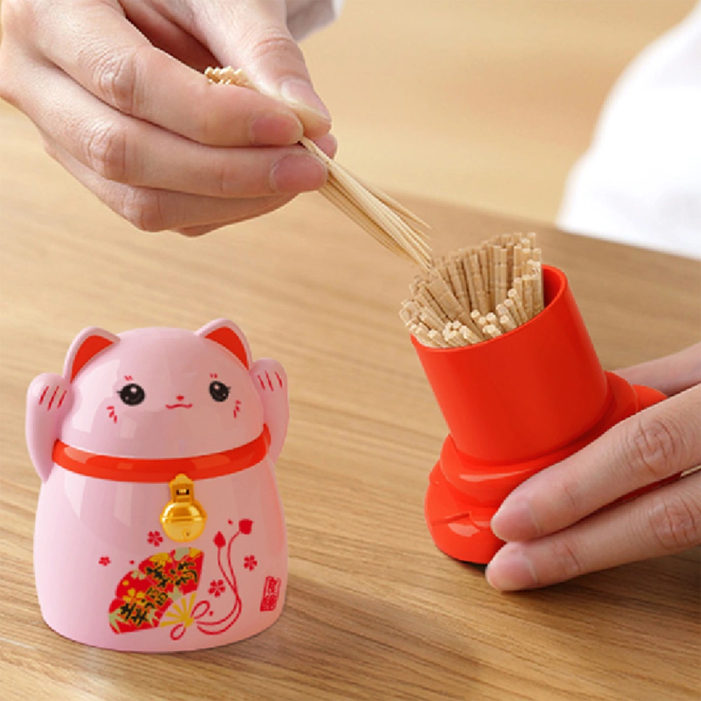 Lucky Cat Toothpick Holder, Plastic Cartoon Dispenser Japanese Creative