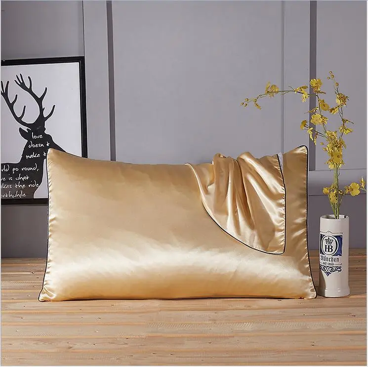 Household Satin Silk Pillow Case Solid Color Soft Rectangle Pillowcases