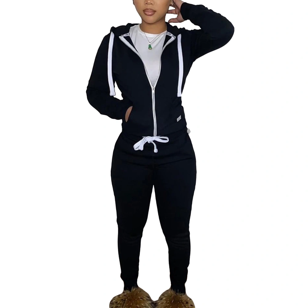 Women’s Fashion Long Sleeve Zipper Hooded Cardigan and Long Pants Set