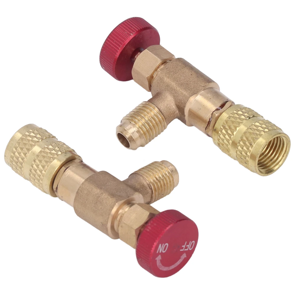 2PCS Refrigeration Control Valve 1/4SAE Male Thread 5/16SAE Female Thread Refrigerant Charging Valve Adapter for R410A