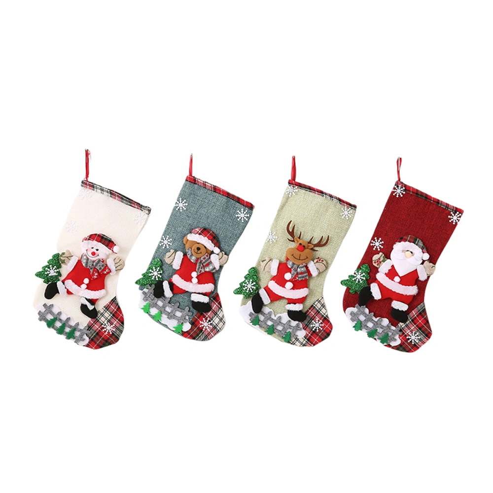 3D Santa Claus Reindeer Christmas Stocking Gift Holder Mini Sock