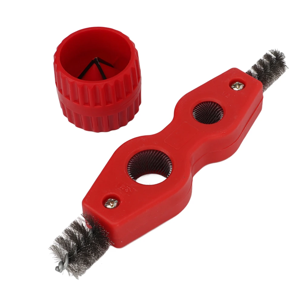 Red Color Copper Pipe Cleaner Reamer with Pipe Cleaning Brush Copper Pipe Polishing Chamferer Kit