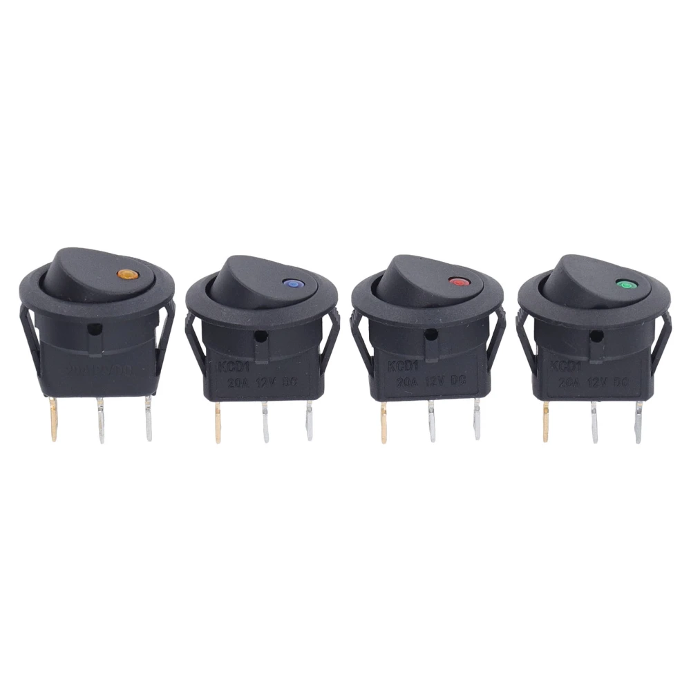 4PCS 12V Round Power Switches 3 Pin 2 Position LED Switch Boat Toggle Rocker Switch 20mm