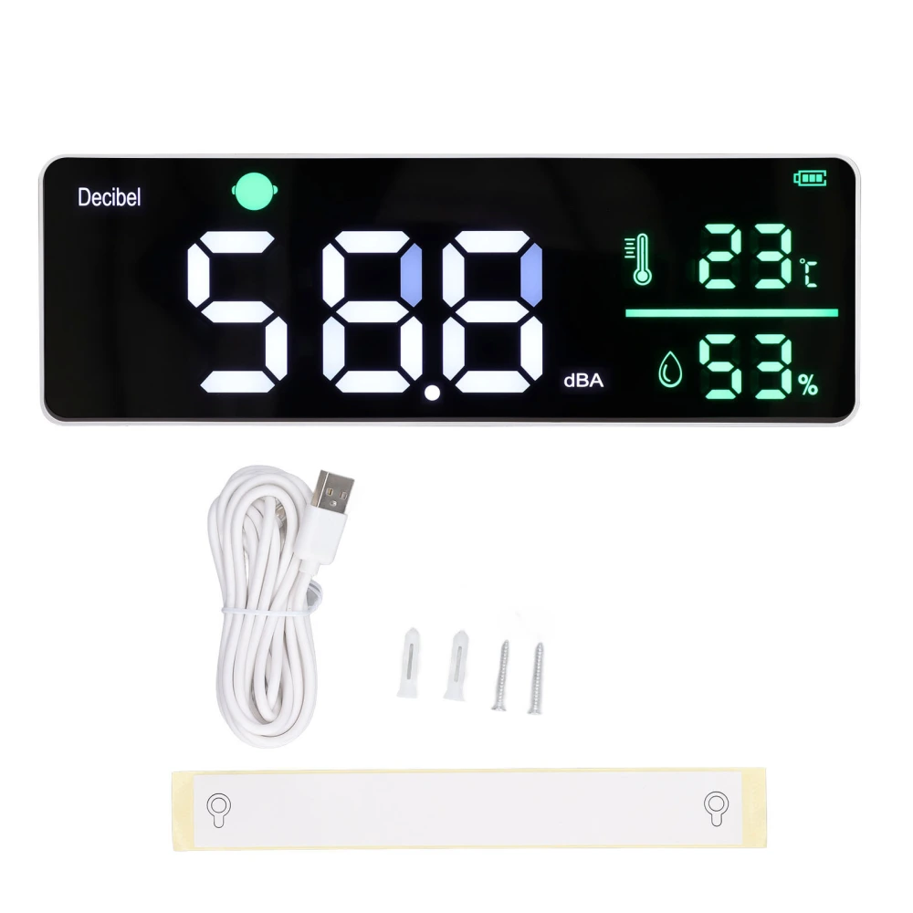 Wall Hanging Sound Level Meter 11in Large LED Display Screen Temperature Humidity Meter for Classroom