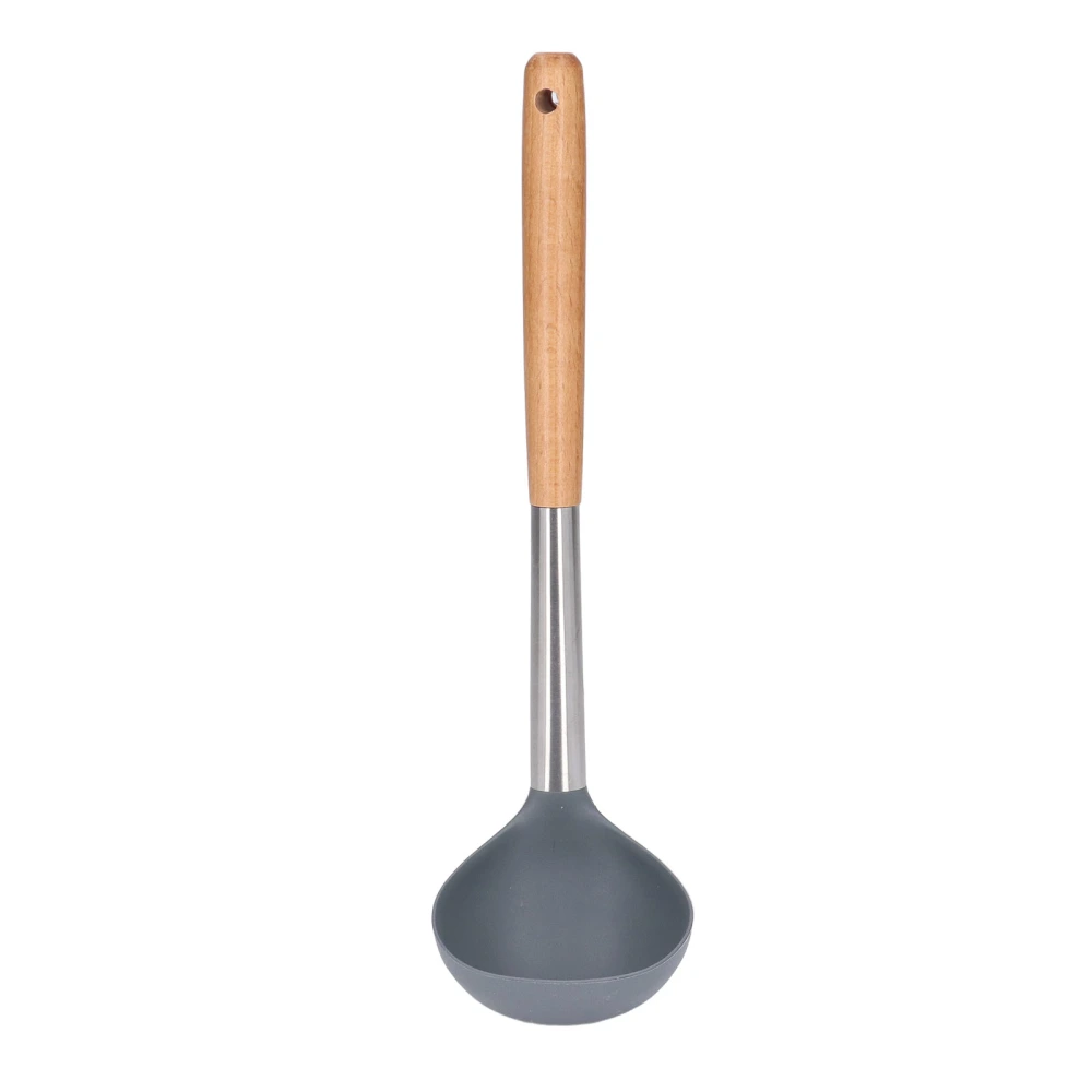 Soup Ladle Soft Safe Durable Silicone Material Nonstick Scratch Resistant Wooden Handle Ladel Spoon