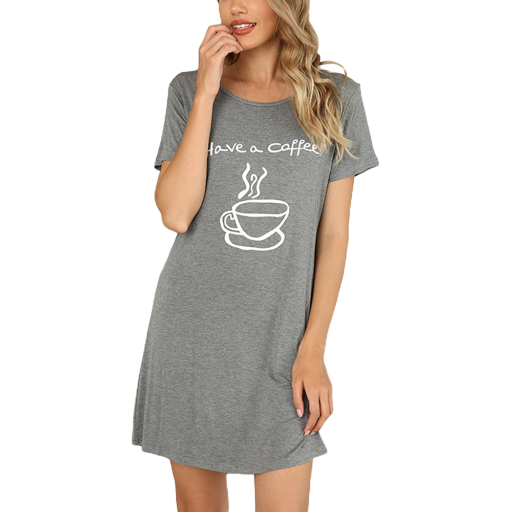 Women's Short Sleeve Home Wear, Casual Letter Printing Nightdress