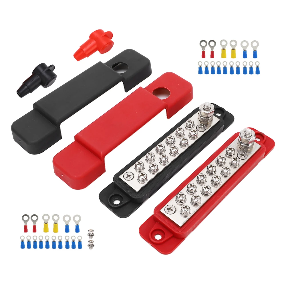 Power Distribution Block 12 Way 12V 180A Bus Bar with 32pcs Terminal for Boat Vehicle