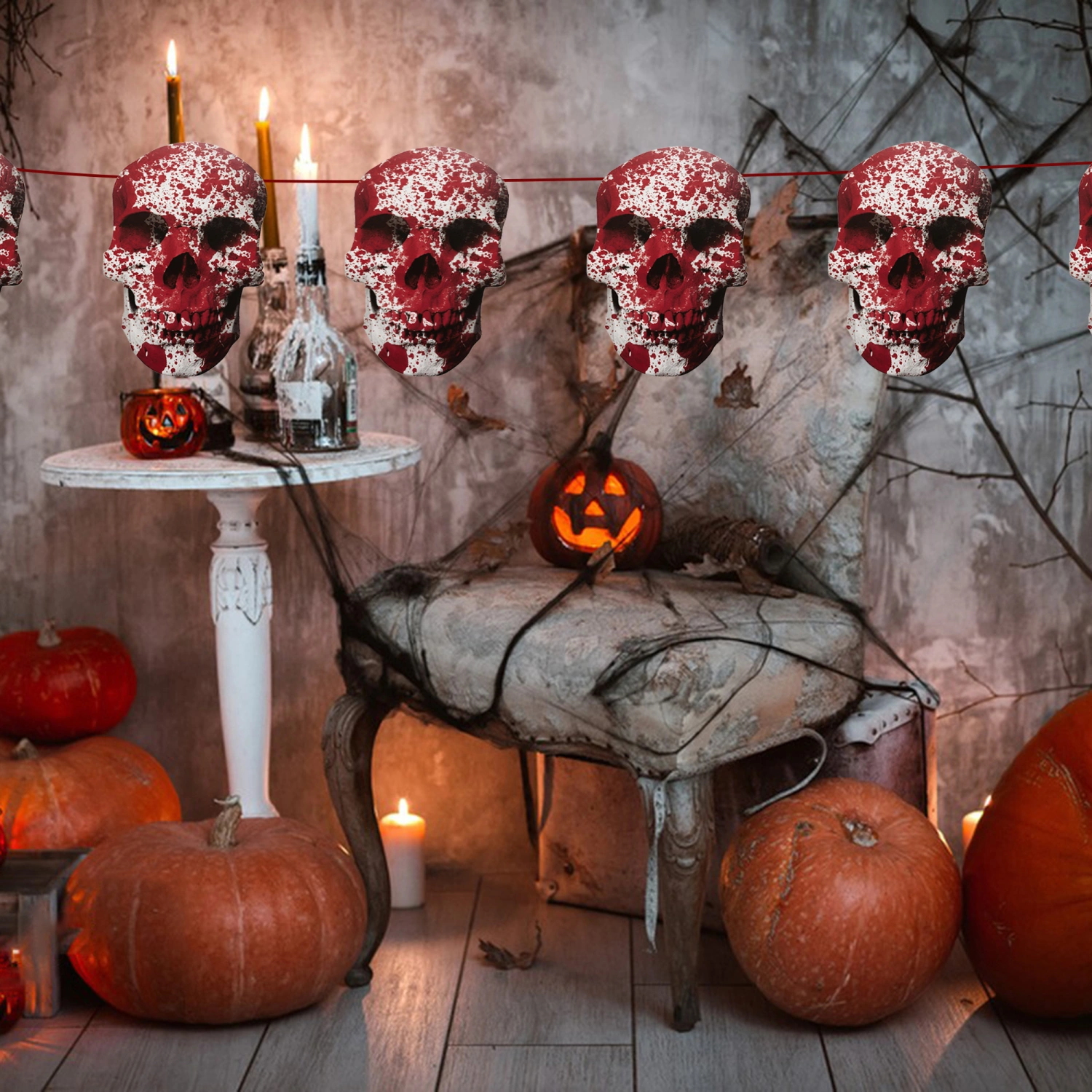 Halloween Garland Banner Props Scary Bloody Themed Halloween Banner