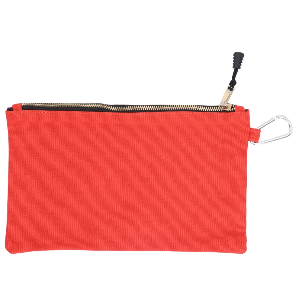 Zipper Tool Bag Multi Purpose Canvas Waterproof Portable with Carabiner for Storage Orange