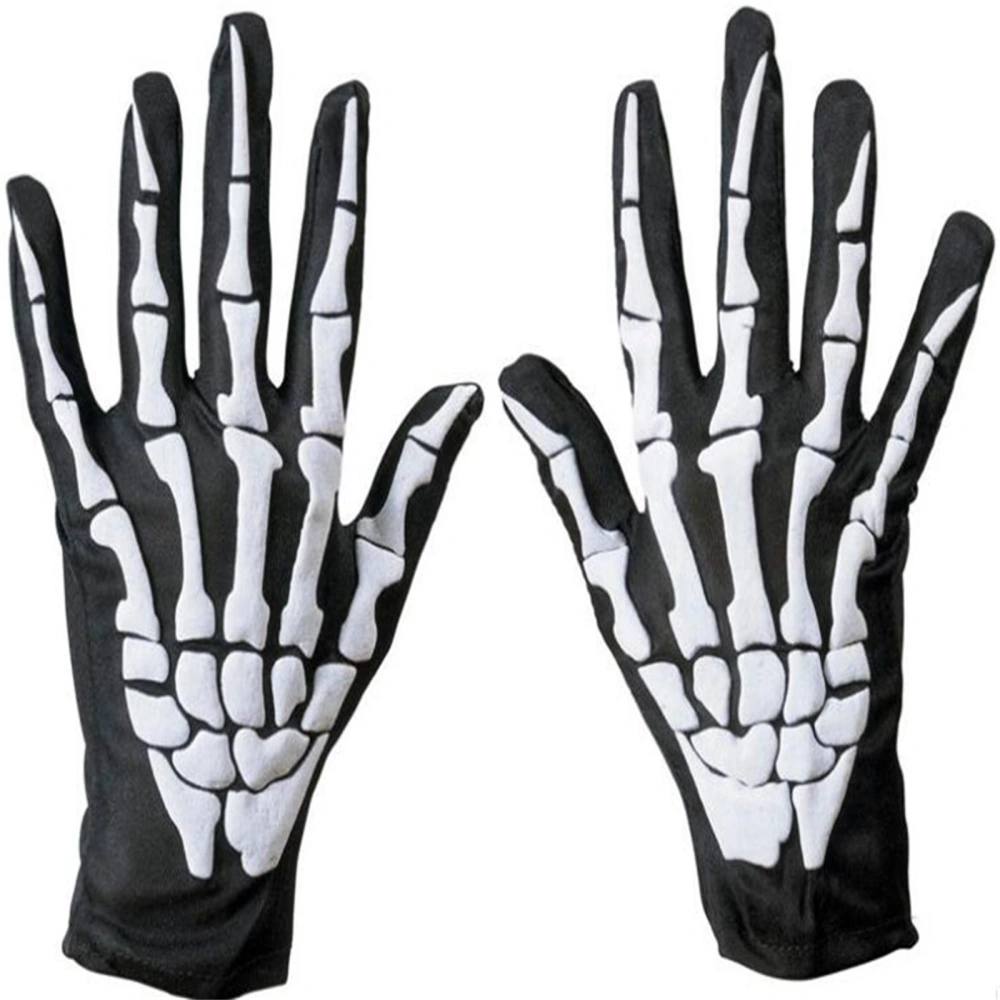 Skeleton Gloves Costume Full Finger Halloween Gloves Skull Gloves