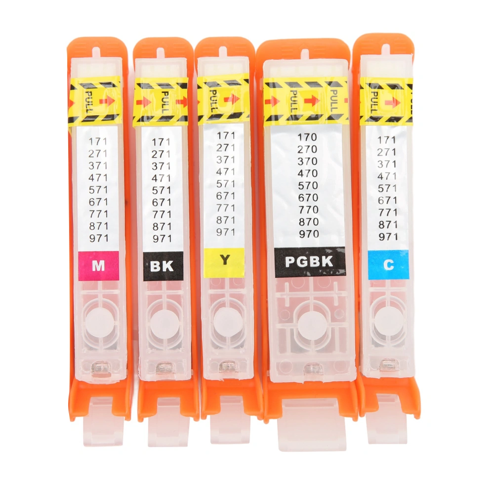 5Pcs Ink Cartridge PGBK BK C M Y 5 Colors Smoothly Output Reusable Printing Ink Cartridge 370 371