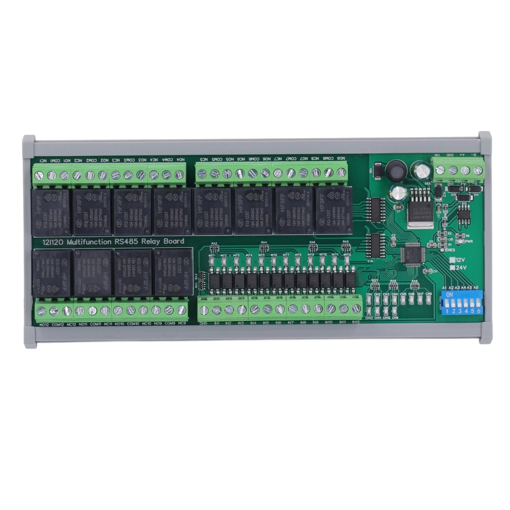 RS485 Relay Module 12 Channel RTU PCB Board with DIN Rail Industrial Control Components 24V