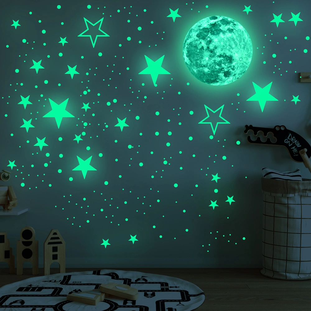 435 Pcs Star Earth Dot Fluorescent Sticker Sky Planet Self-Adhesive Stickers