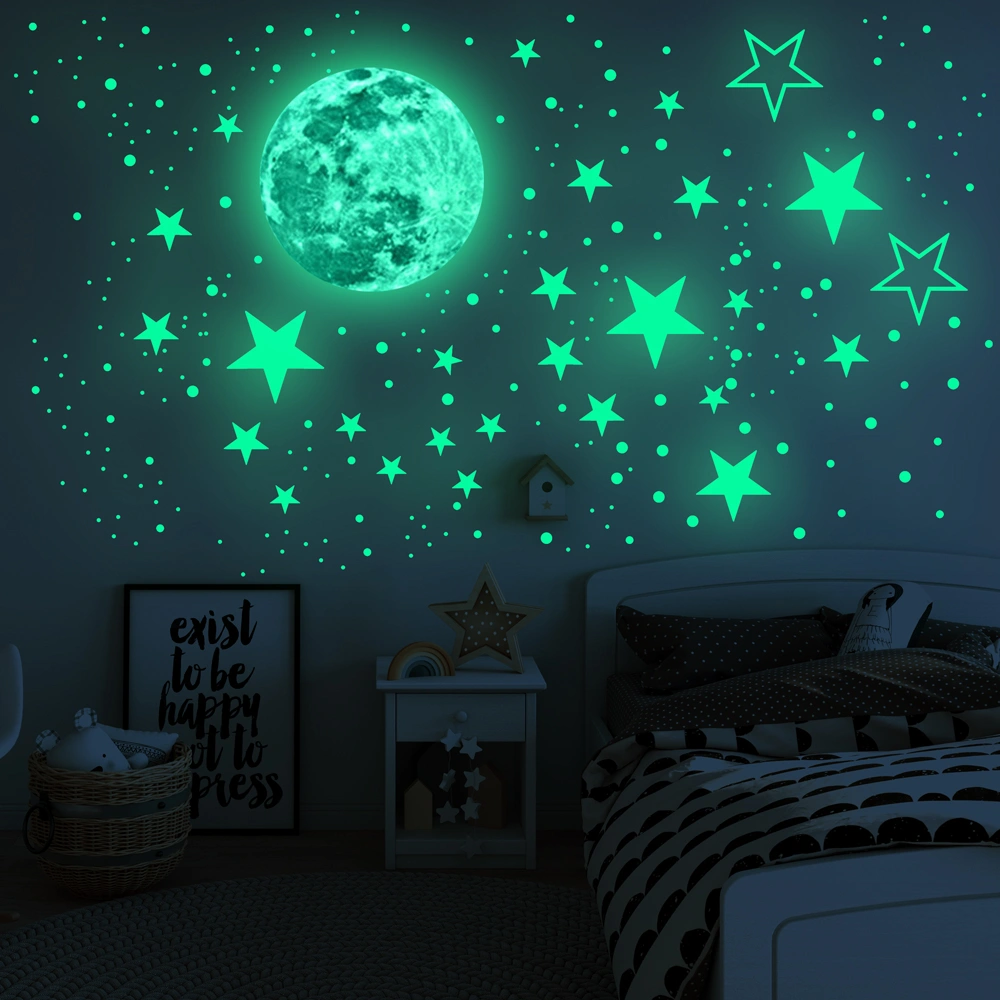 435 Pcs Star Earth Dot Fluorescent Sticker Sky Planet Self-Adhesive Stickers