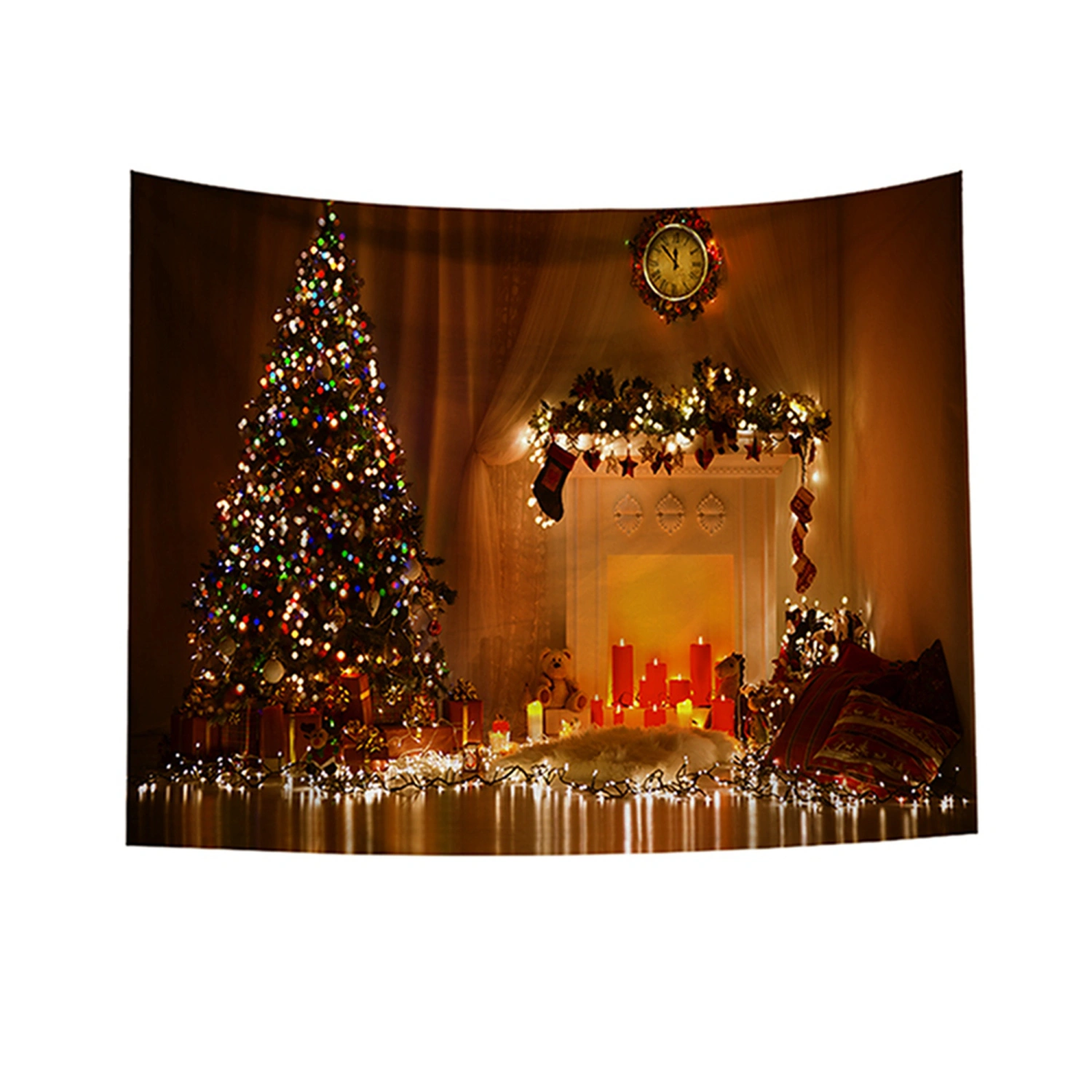 Stylish Rectangle Suspended Tapestry, Decorative Backdrop with Printed Trees