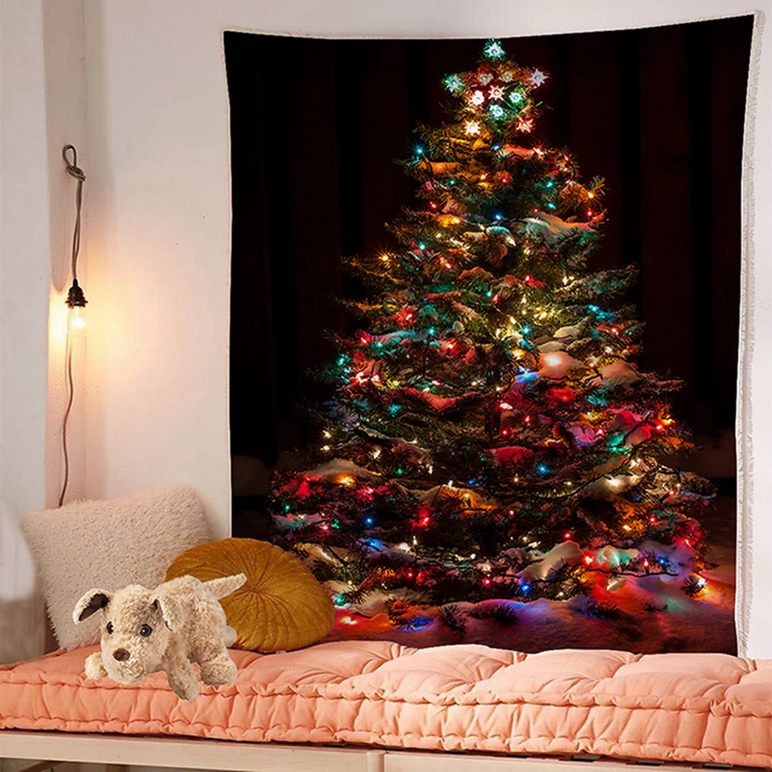 Stylish Rectangle Suspended Tapestry, Decorative Backdrop with Printed Trees