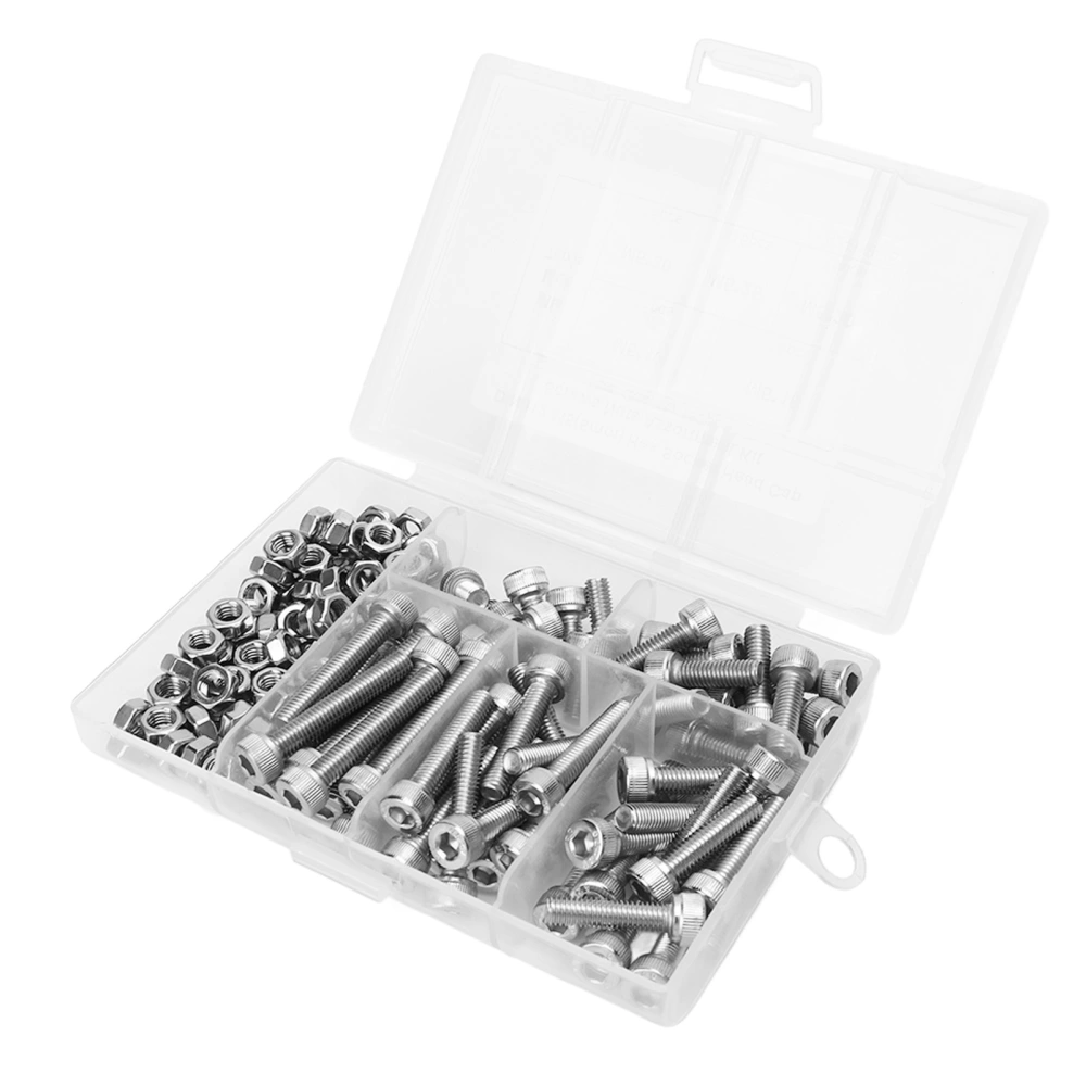 150 Pcs Hex Socket Screws Nuts Kit 304 Stainless Steel M5 Hex Socket Head Cap Screws and Nuts Assortment Kit