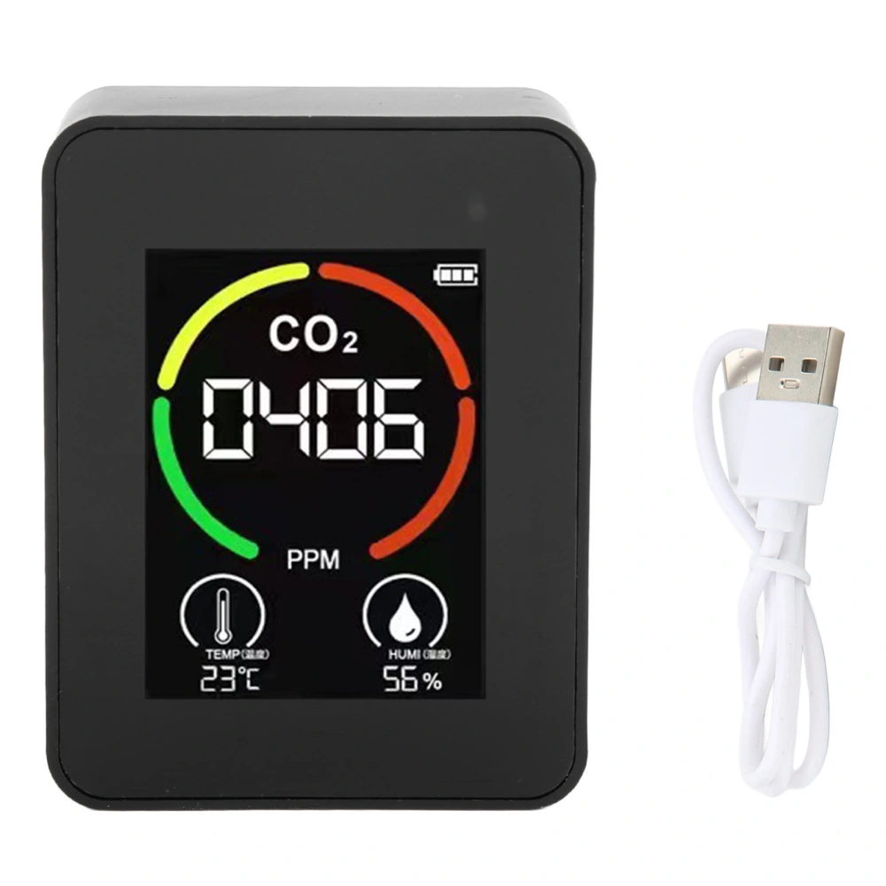 CO2 Detector Air Quality Monitor TVOC Tester USB Charging Thermometer Hygrometer for Home