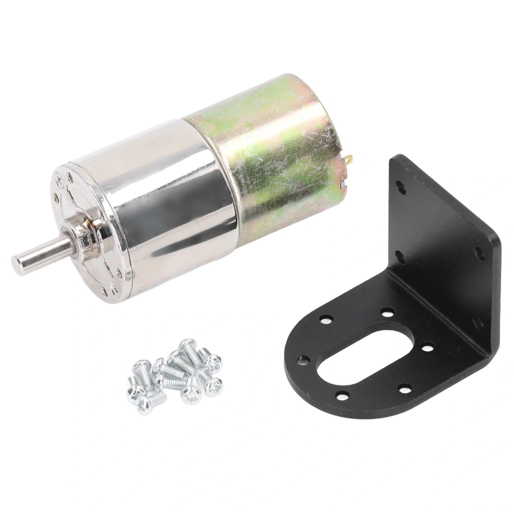 DC Worm Gear Motor Micro Brushed Self Locking Aluminum Alloy Industrial Electric Motor 12V 10W with Holder 0-600 RPM